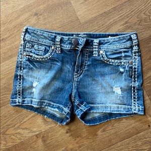 Silver jean shorts
